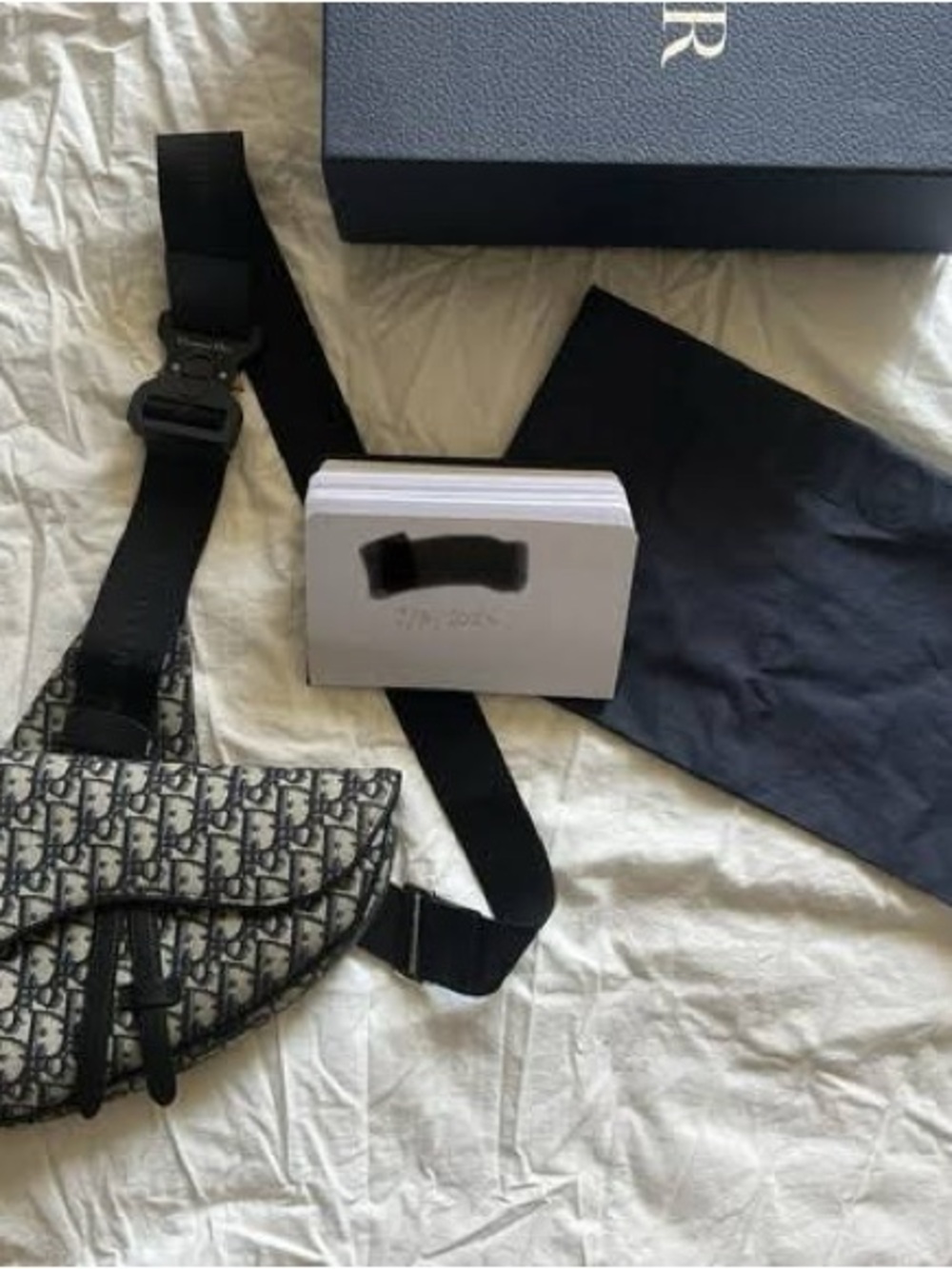 Dior Oblique Saddle Belt Bag in Black and White